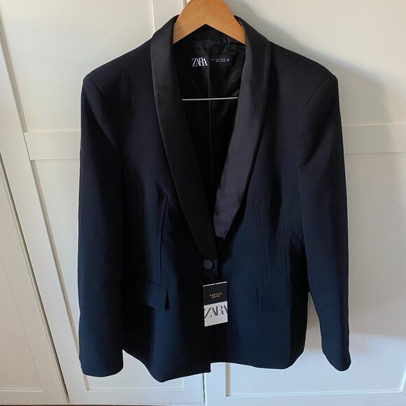 ZARA Tailored Tuxedo Blazer with Satin Lapels - Picture 1 of 7